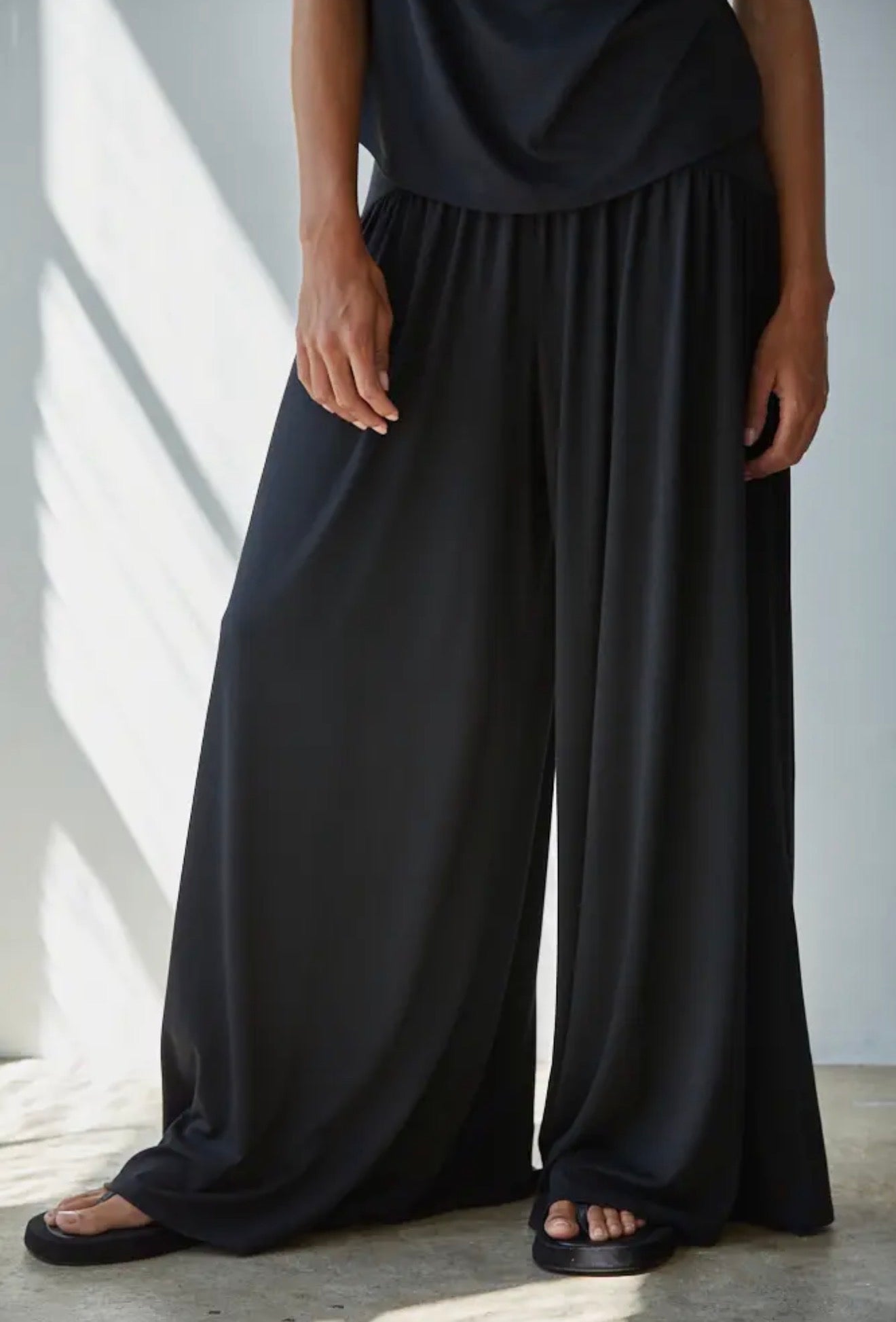 Black Flowy Straight Leg Pant