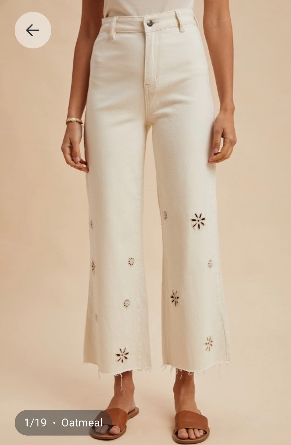 Eyelet Embroidered Wide Leg Pants