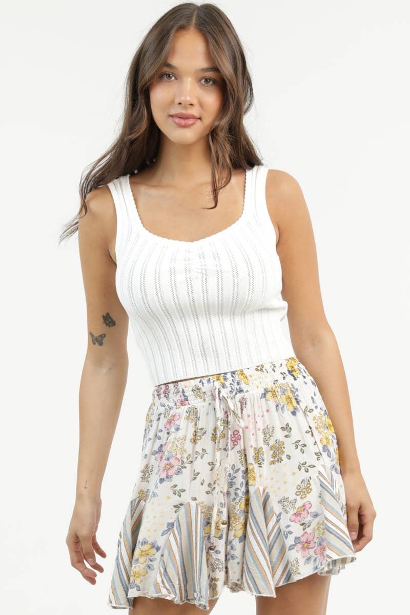 TWIN PRINT GODET SHORTS