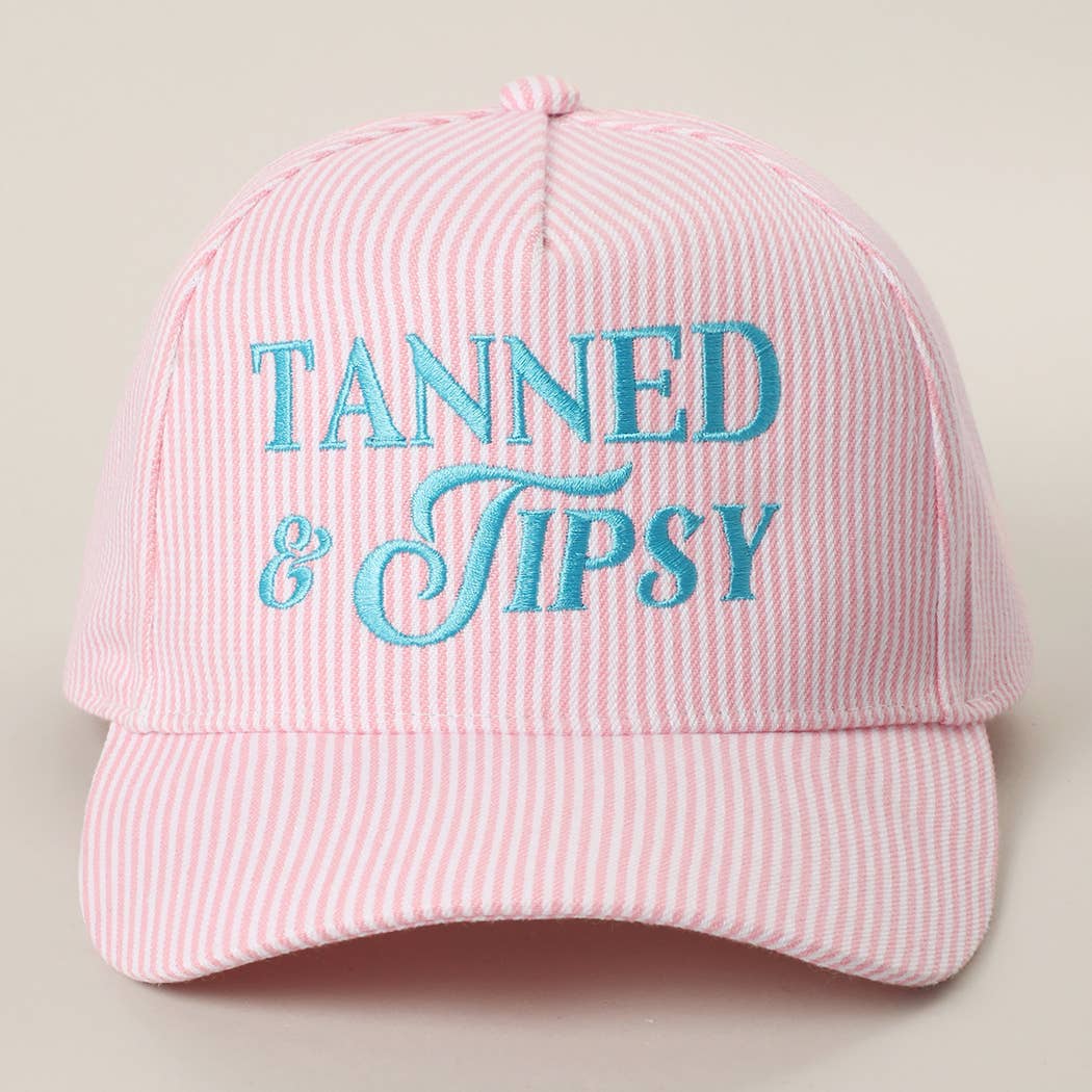 TANNED & TIPSY Embroidered Stripe Trucker Hat