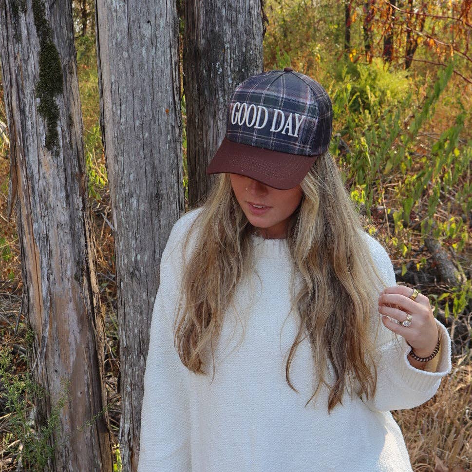 Good Day Plaid Trucker Hat