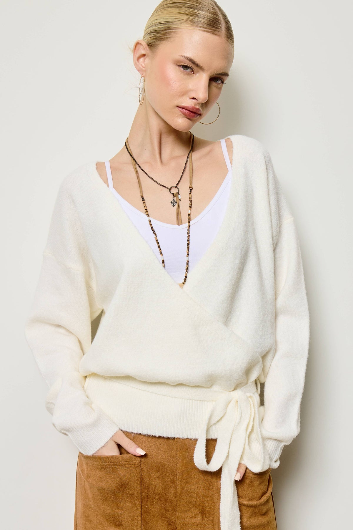 Wrap Knit Cardigan Sweater