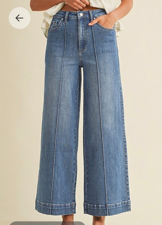 Pin Tuck Wide Leg Jean