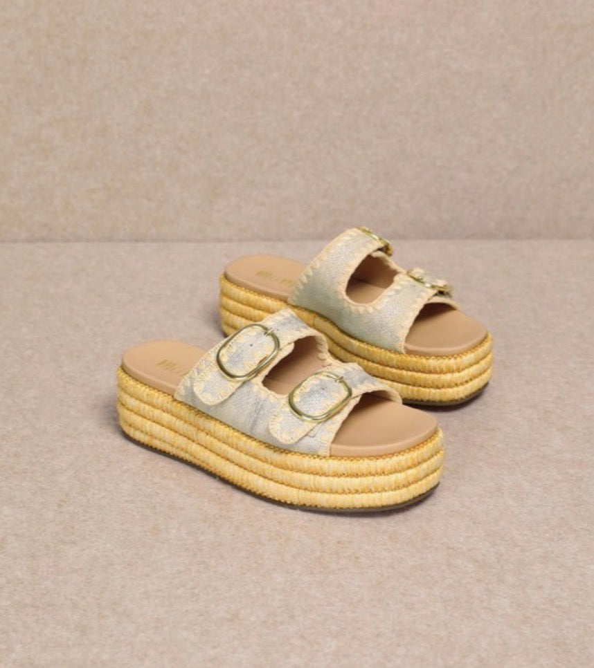 Silver Stitch Platform Sandals
