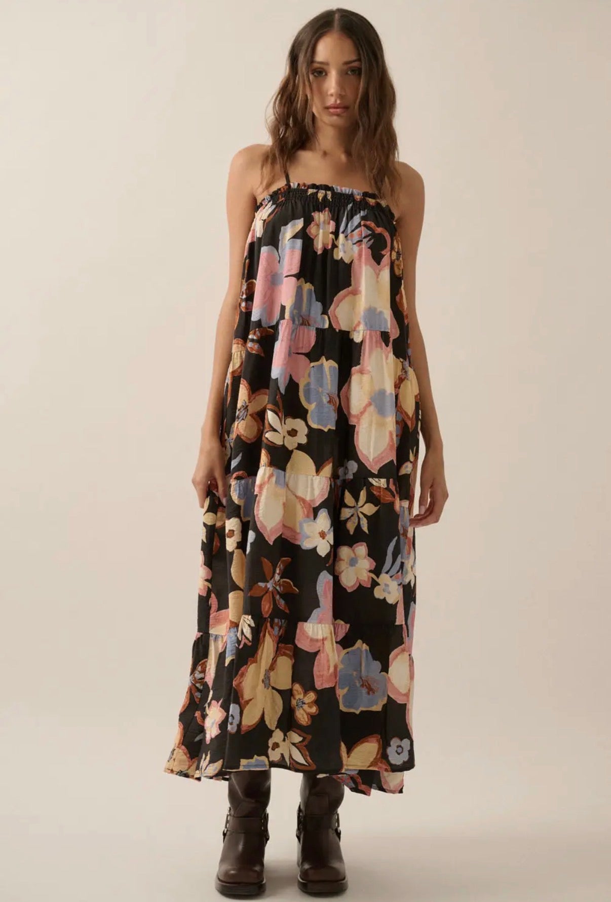 Textured Floral Maxi Dress