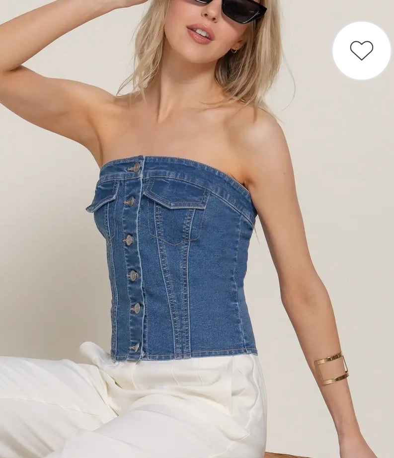 Denim Stretch Tube Top