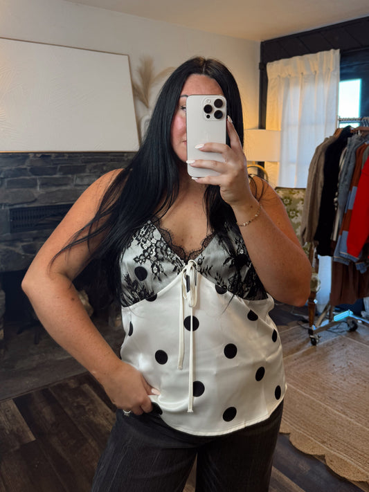 Satin Polka Dot Tank Top