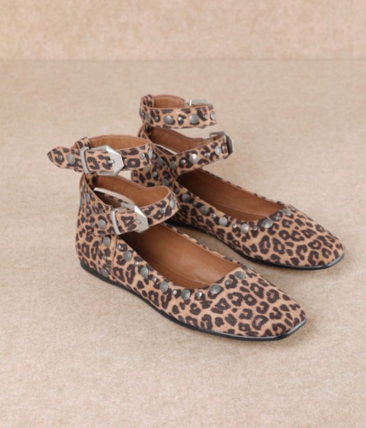 Leopard Studded Ballerina Flats