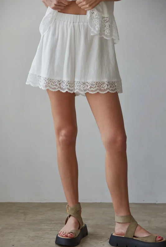Lace Trim Cotton Shorts