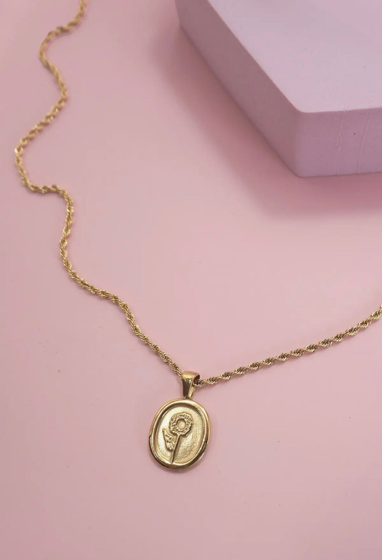 Gold Rose Chain Necklace