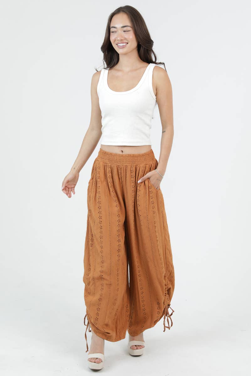 CINCHED SIDE LEG WIDE PANT WITH POCKETS