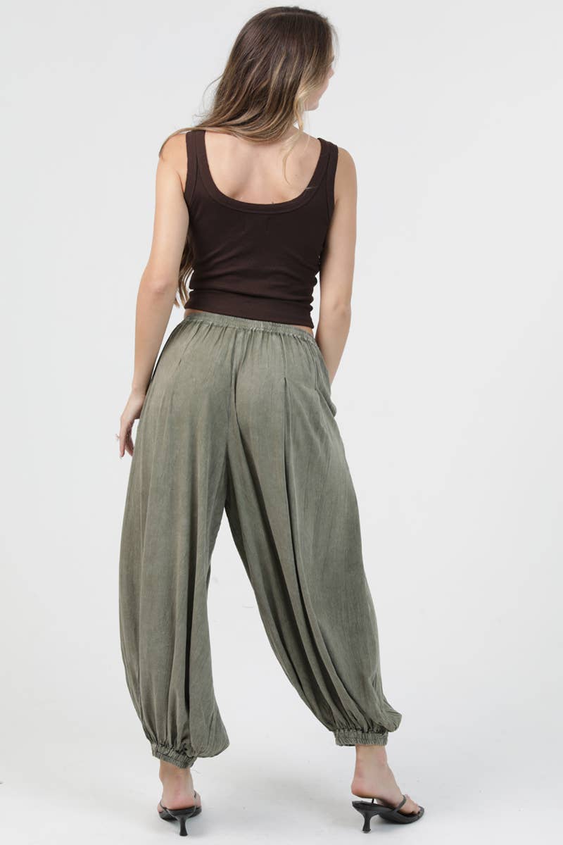 Green Washed Balloon Pants