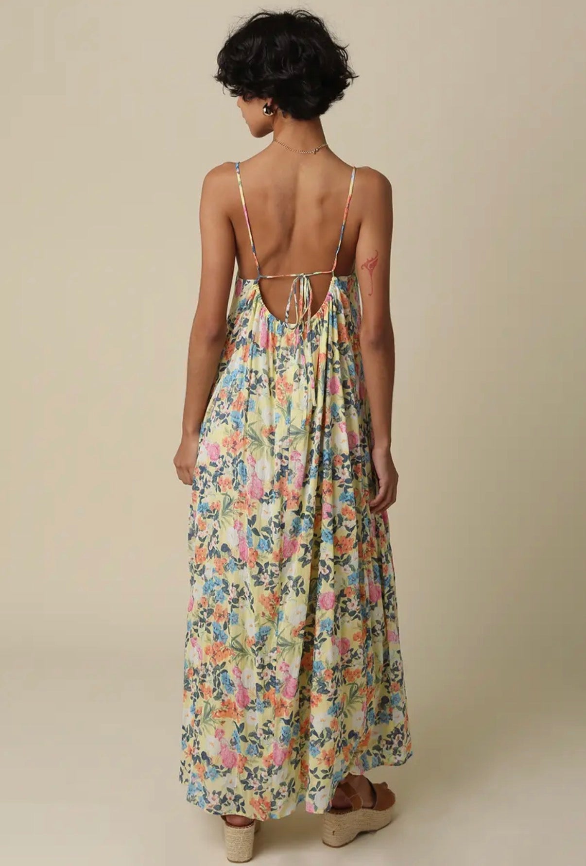 Floral Open-Back Maxi Dress