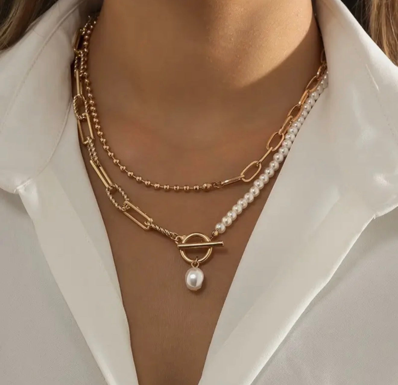 Pearl Mix Chain Necklace