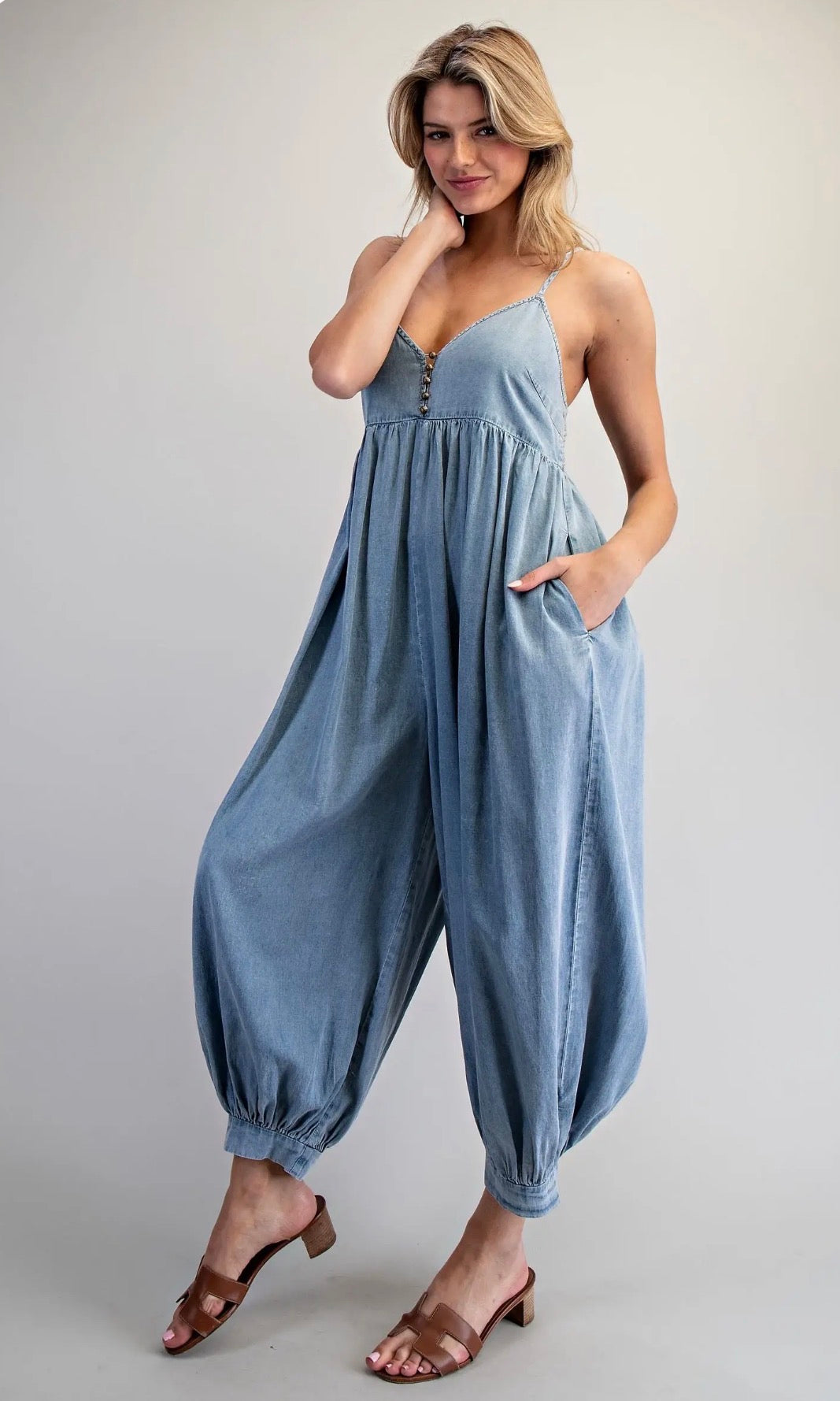 Denim Buttoned Jumpsuit