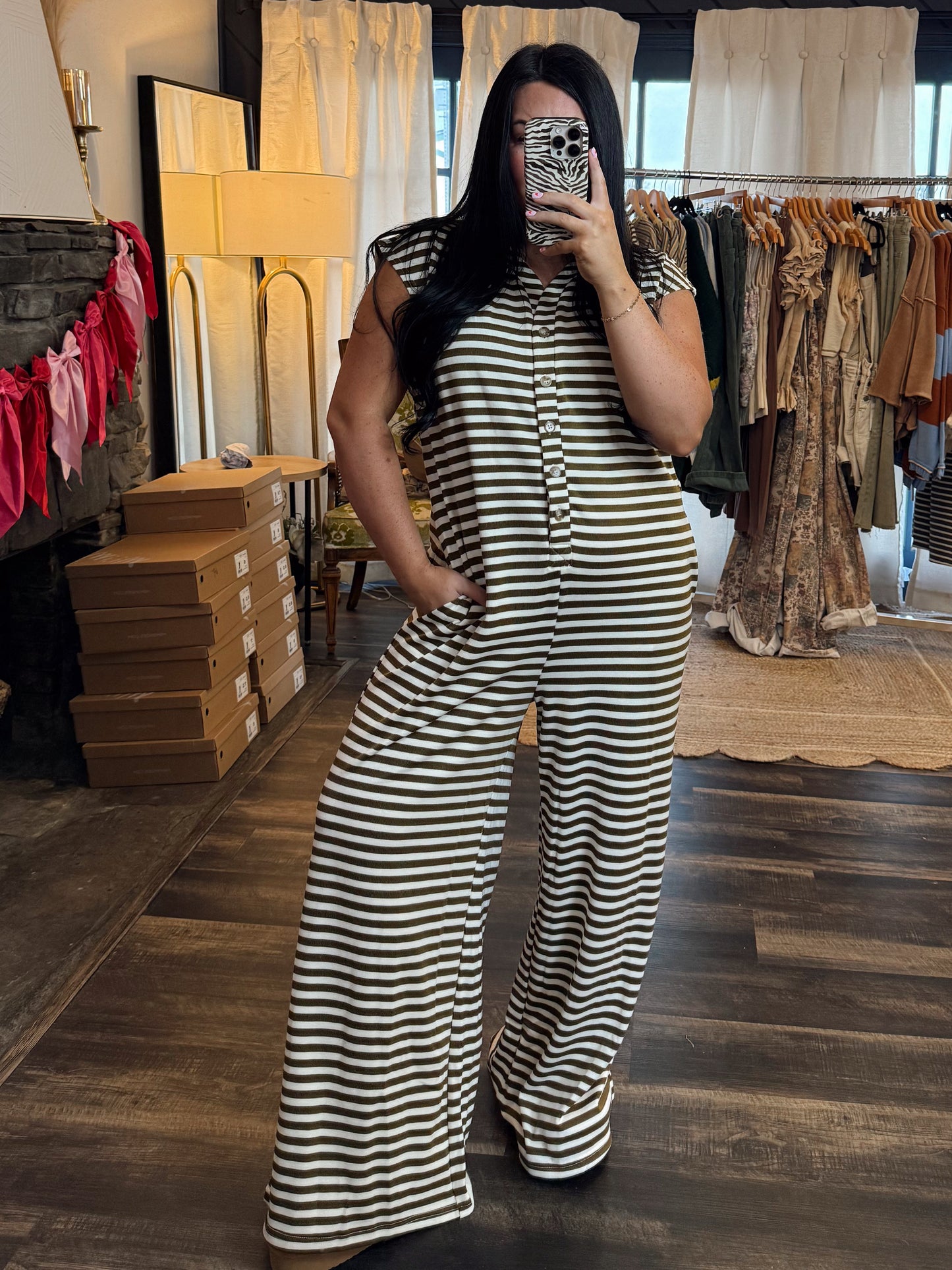 Mocha Stripe Jumpsuit
