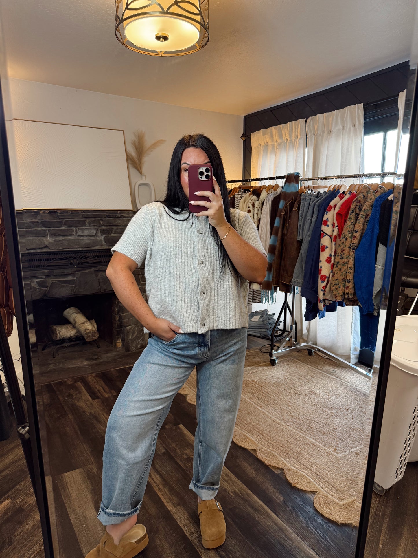 Short Sleeve Button Cardigan