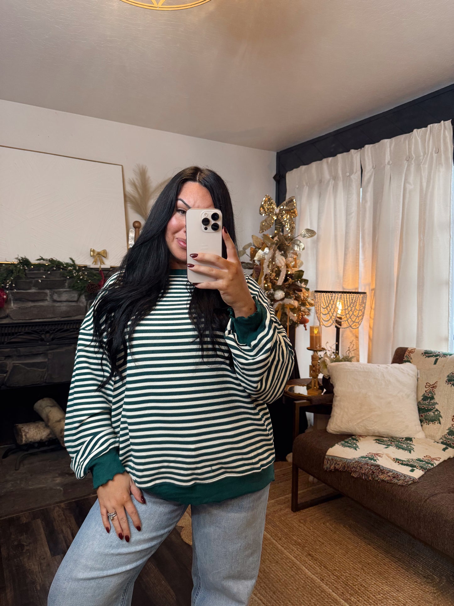 Emerald Stripe Long Sleeve Top