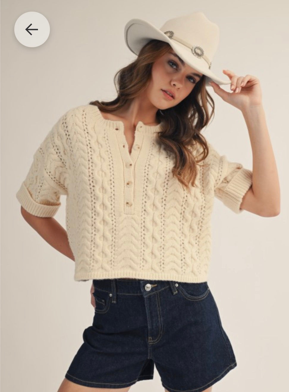 Cable Knit Short Sleeve Top