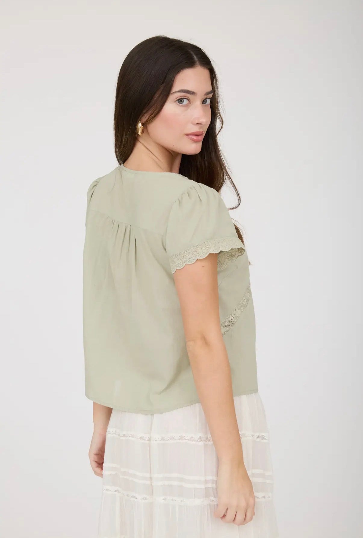 Sage Lace Tie Top