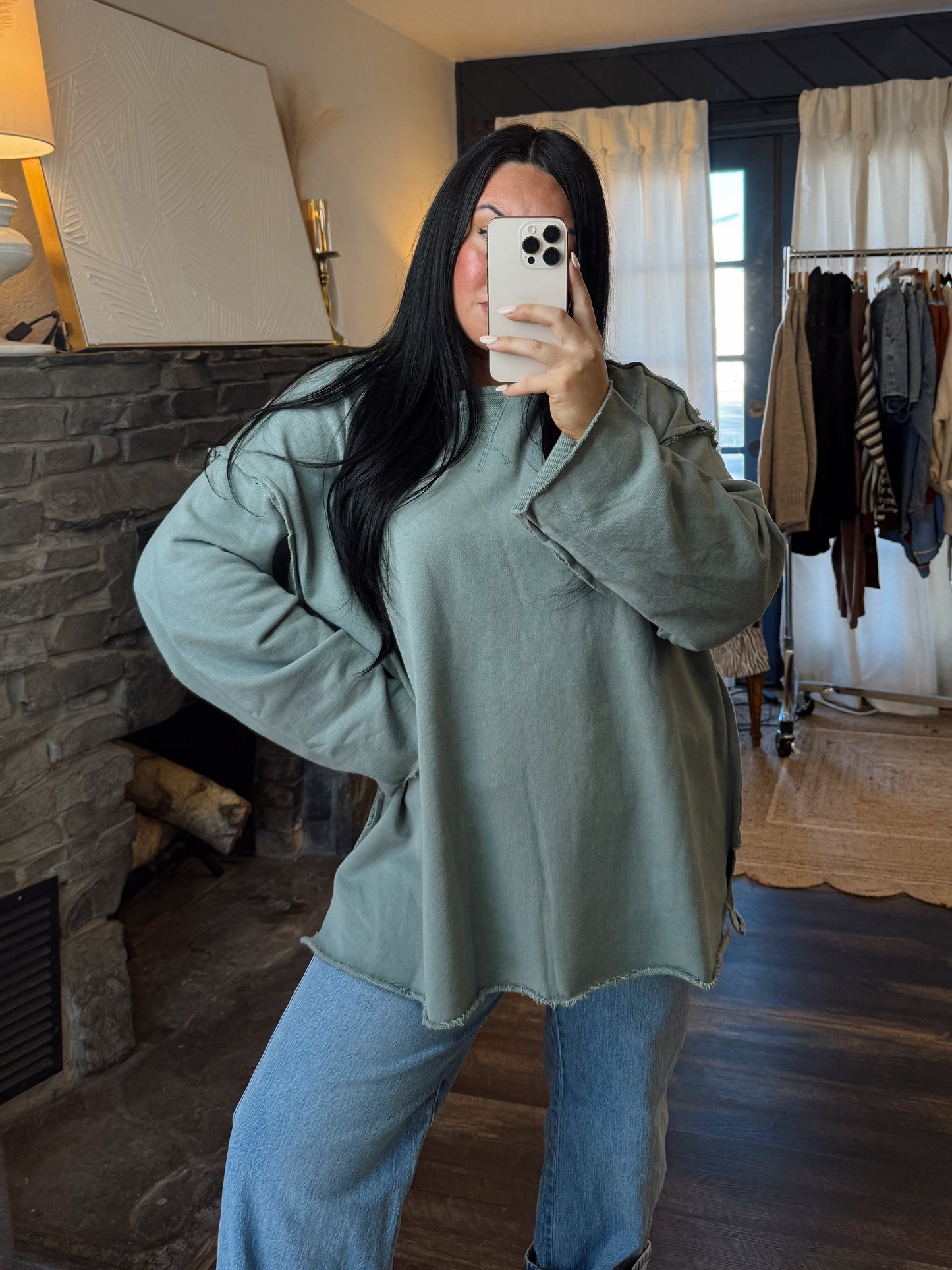 Oversized Raw Edge Pullover