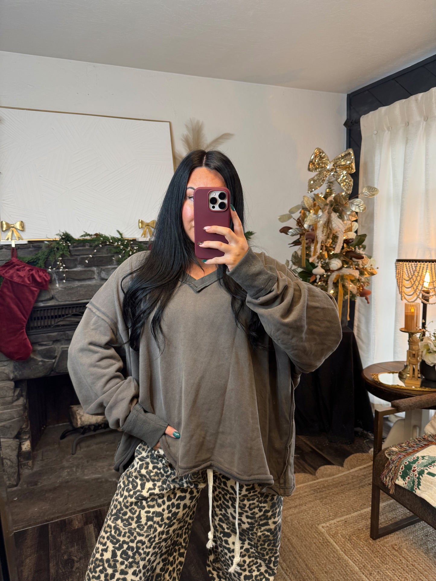 Mineral Washed French Terry Oversized Sweatshirt