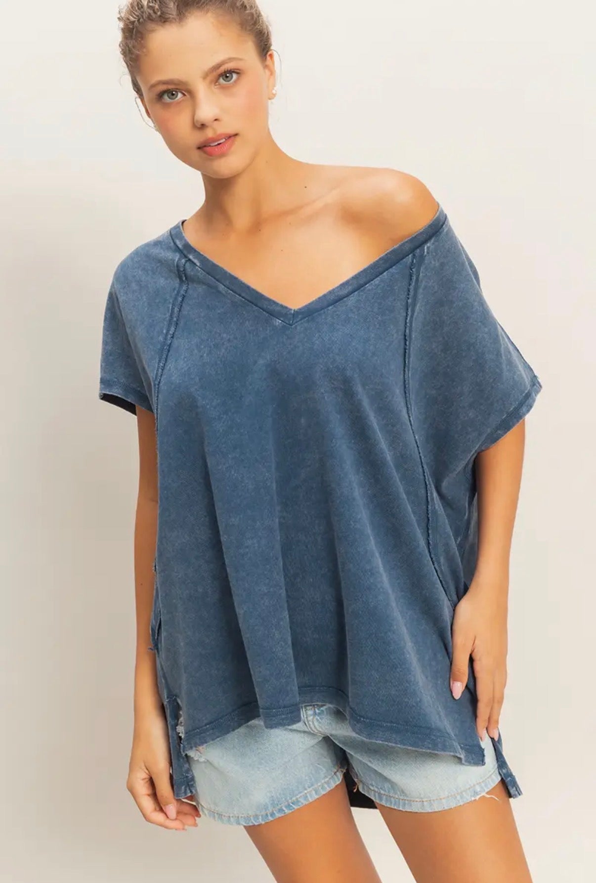 Oversized V Neck T Shirt