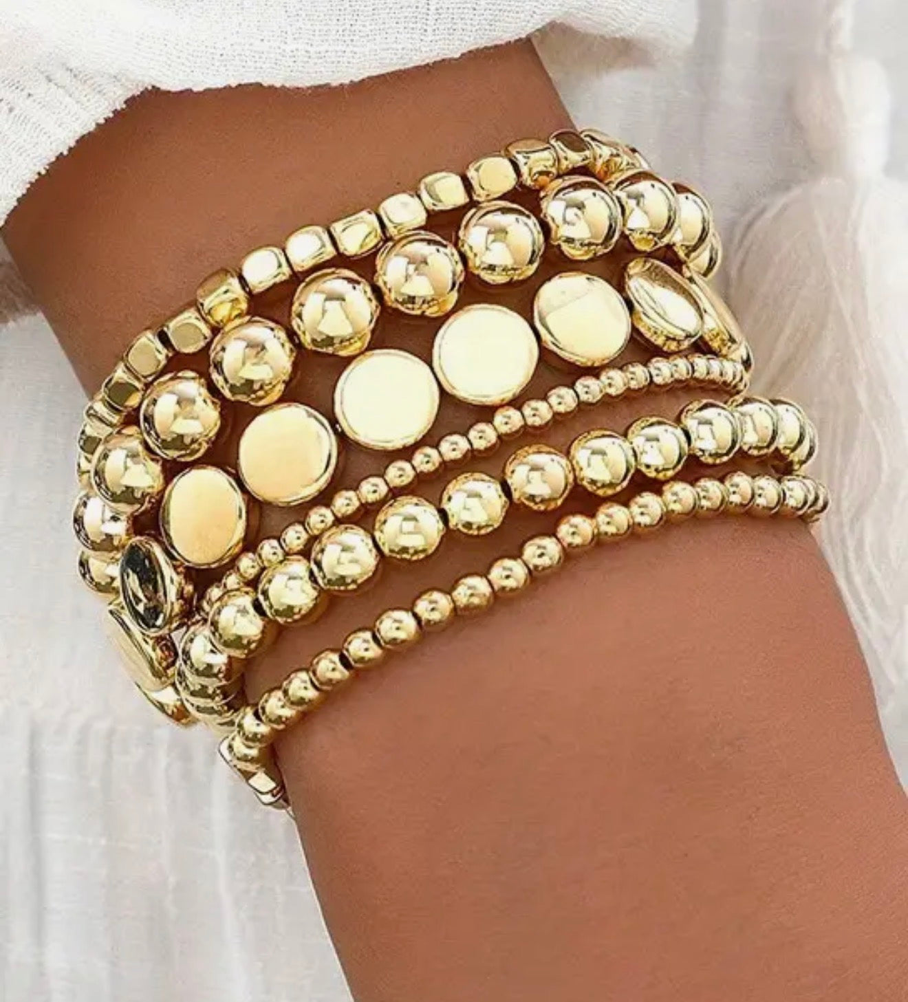 Gold Bead Bracelet Set