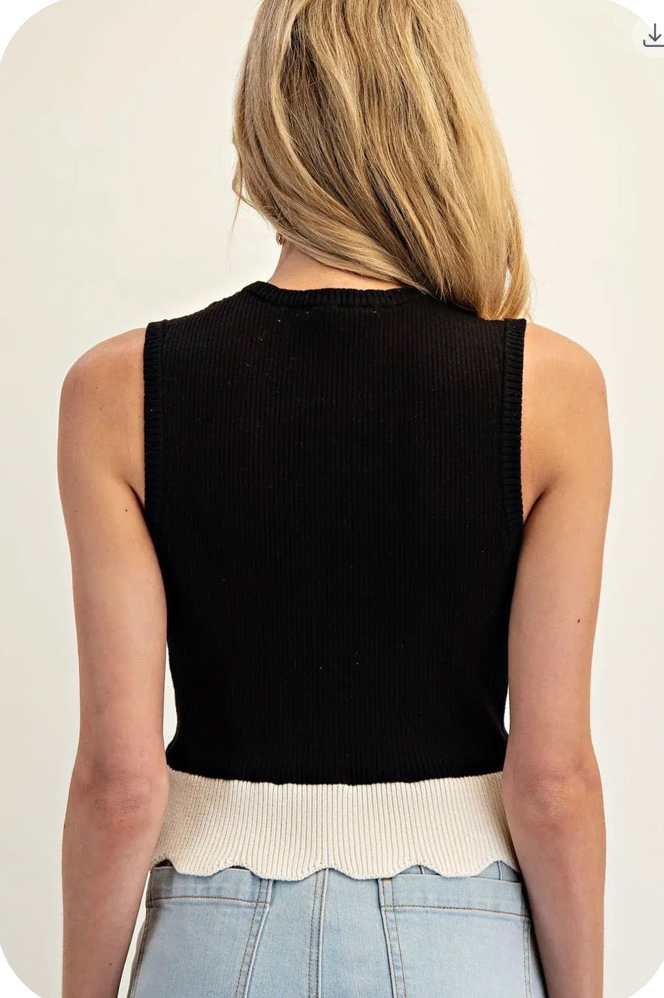 Contrast Scallop Hem Sweater Tank Top