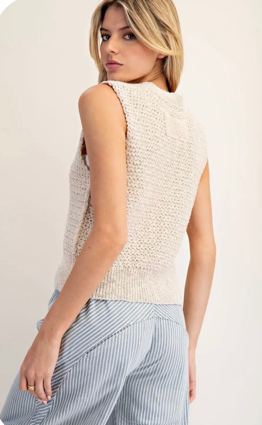 Button Down V Neck Sweater Vest