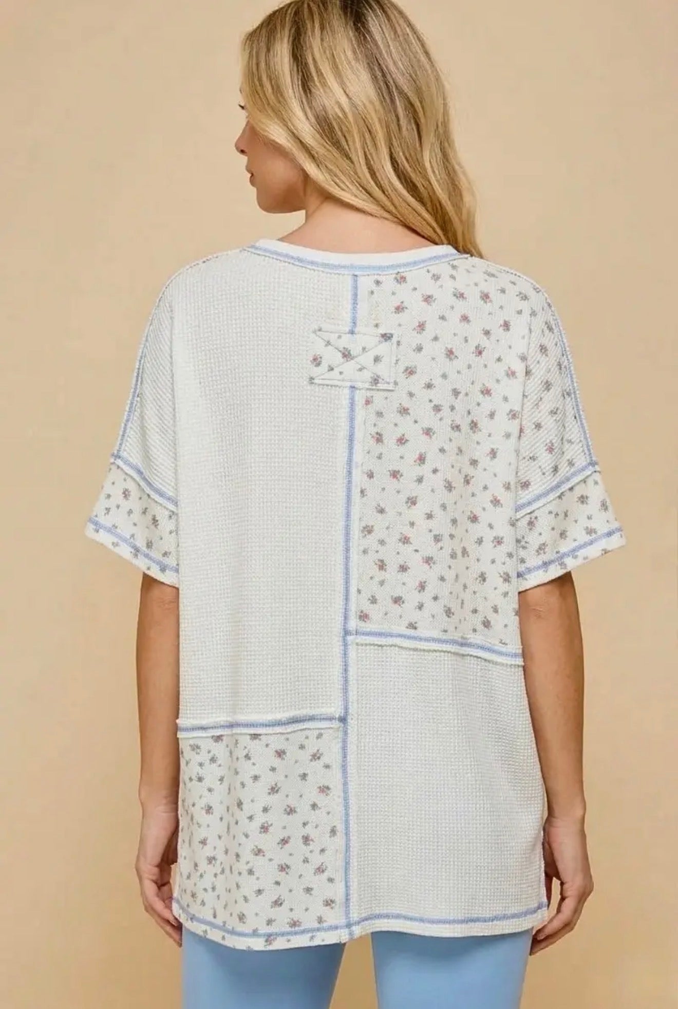 Waffle Knit Floral Tee Shirt