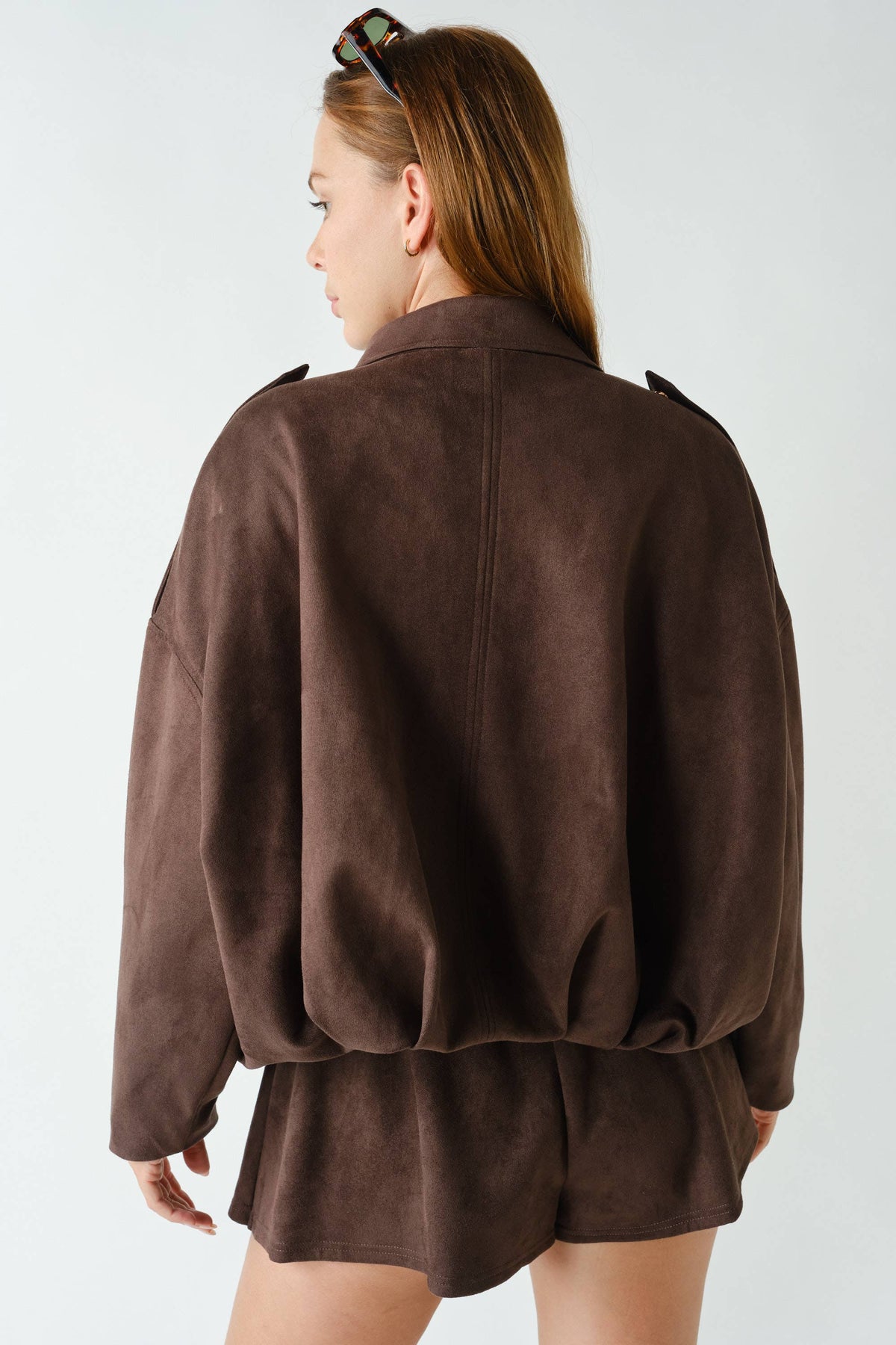 MOJAVE SUEDE-FINISH ZIP-FRONT JACKET