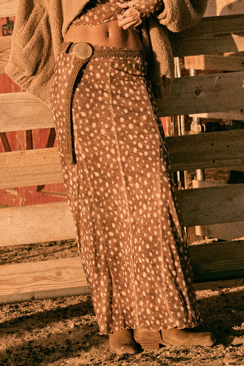 Fawn Polka Dot Mesh Maxi Skirt