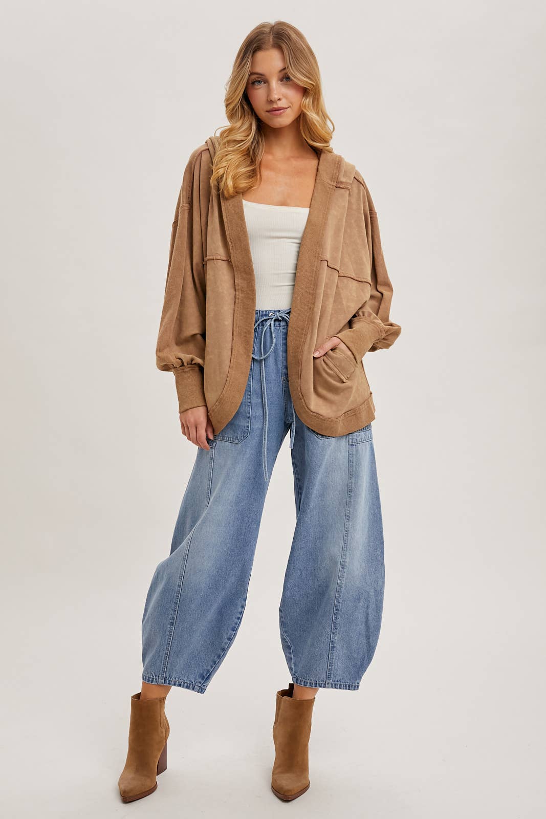 DENIM DRAWSTRINGS BARREL JEANS