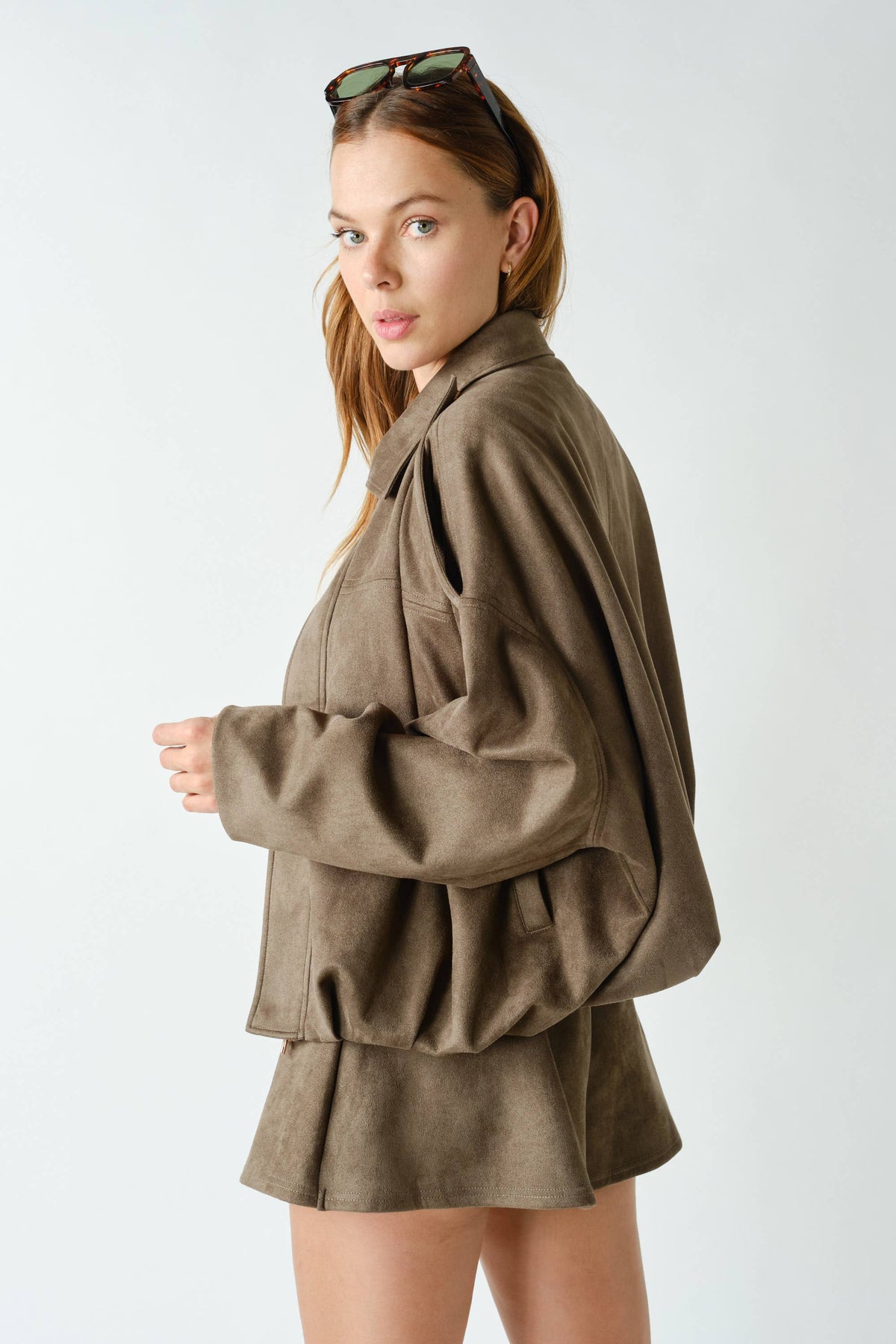 MOJAVE SUEDE-FINISH ZIP-FRONT JACKET