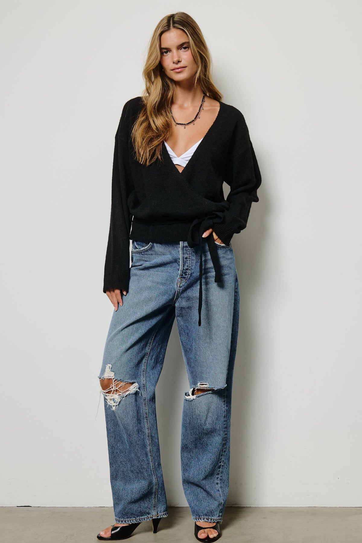 Wrap Knit Cardigan Sweater