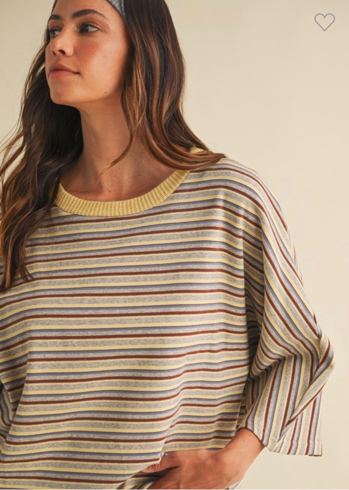Multi Stripe Butter Dolman Top