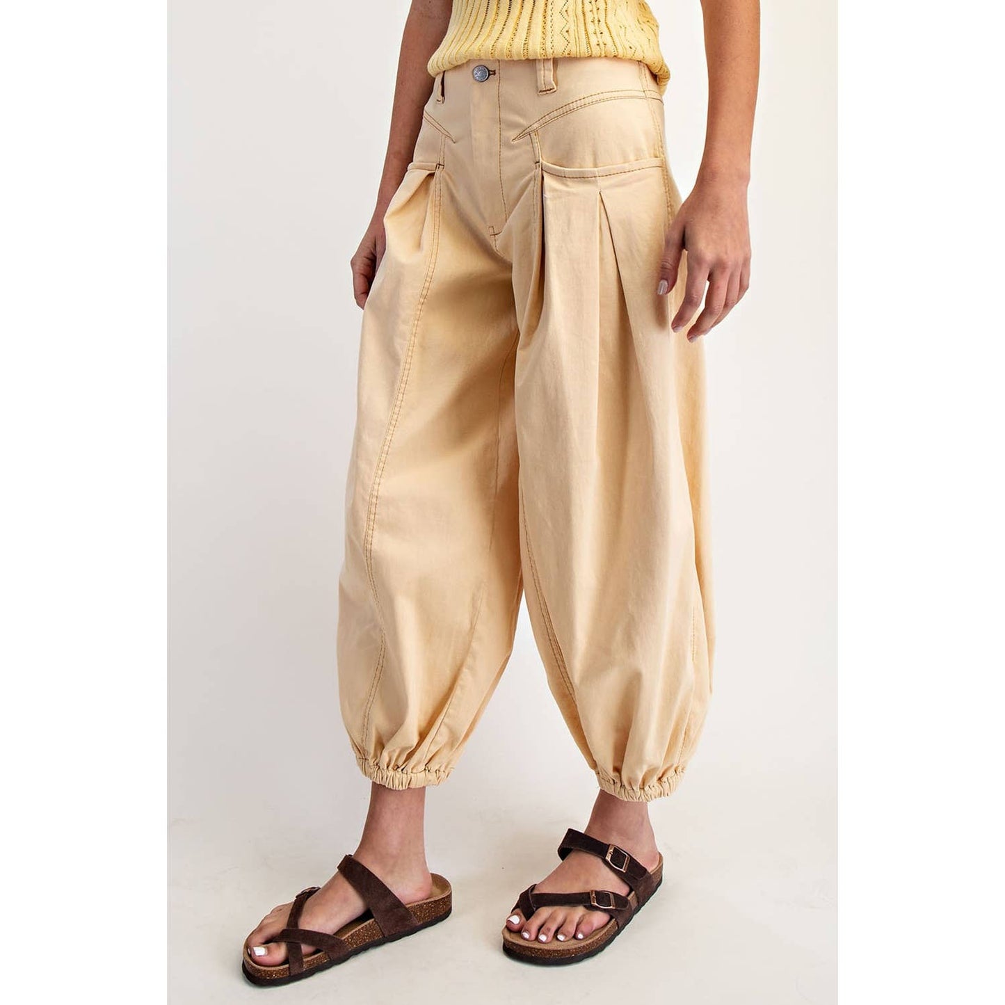 PULL ON WIDE LEG PANTS buttercream