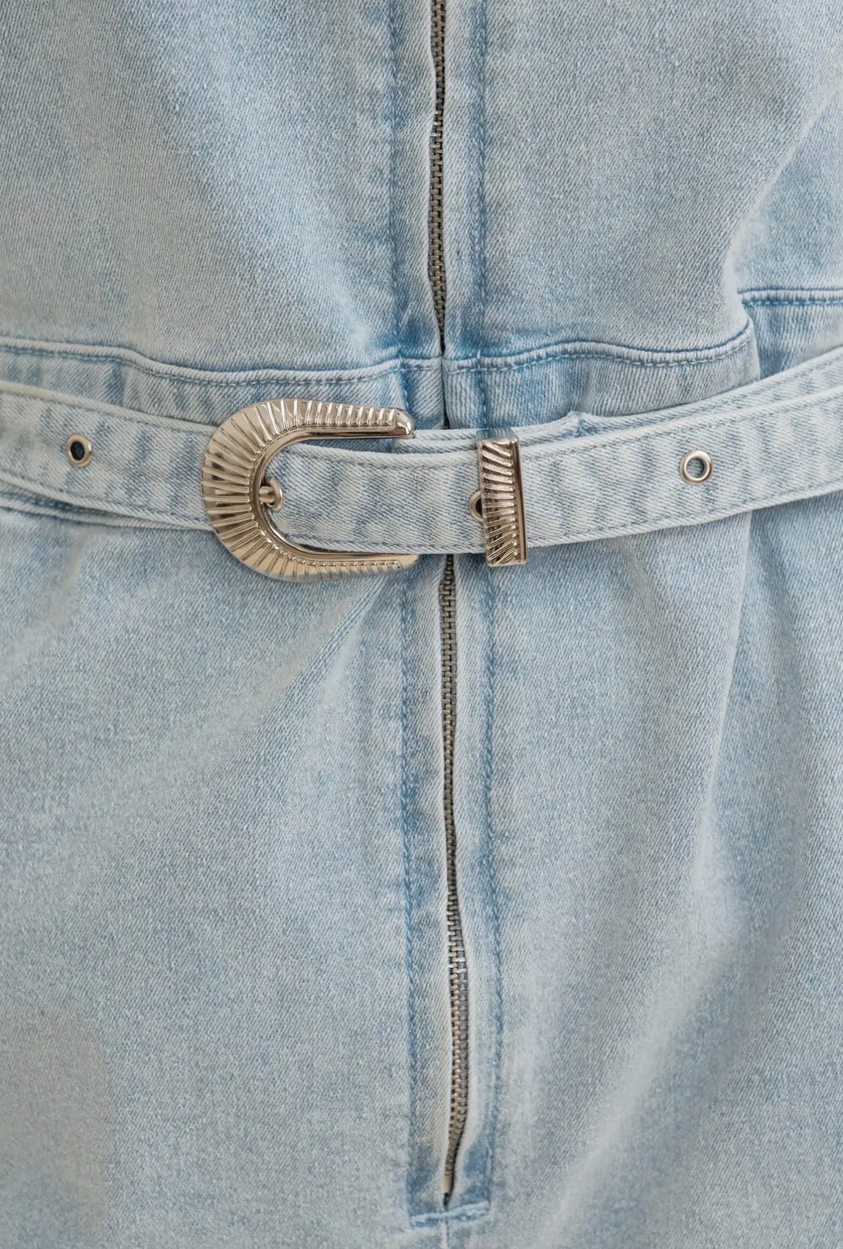 Belted Denim Romper