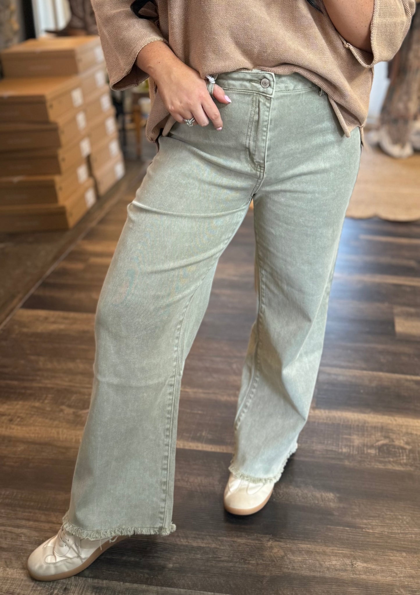Olive Wide Leg Pants
