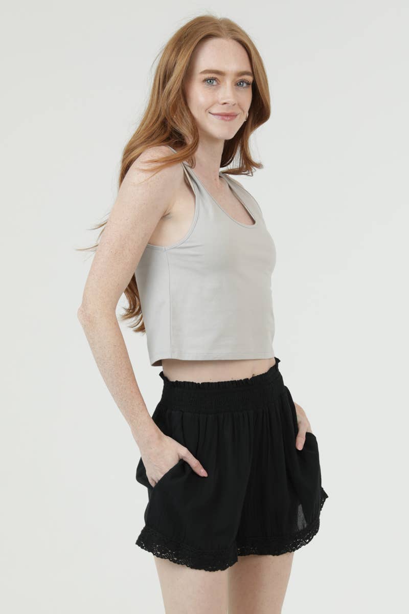 ASIS CROCHET TRIM SHORTS