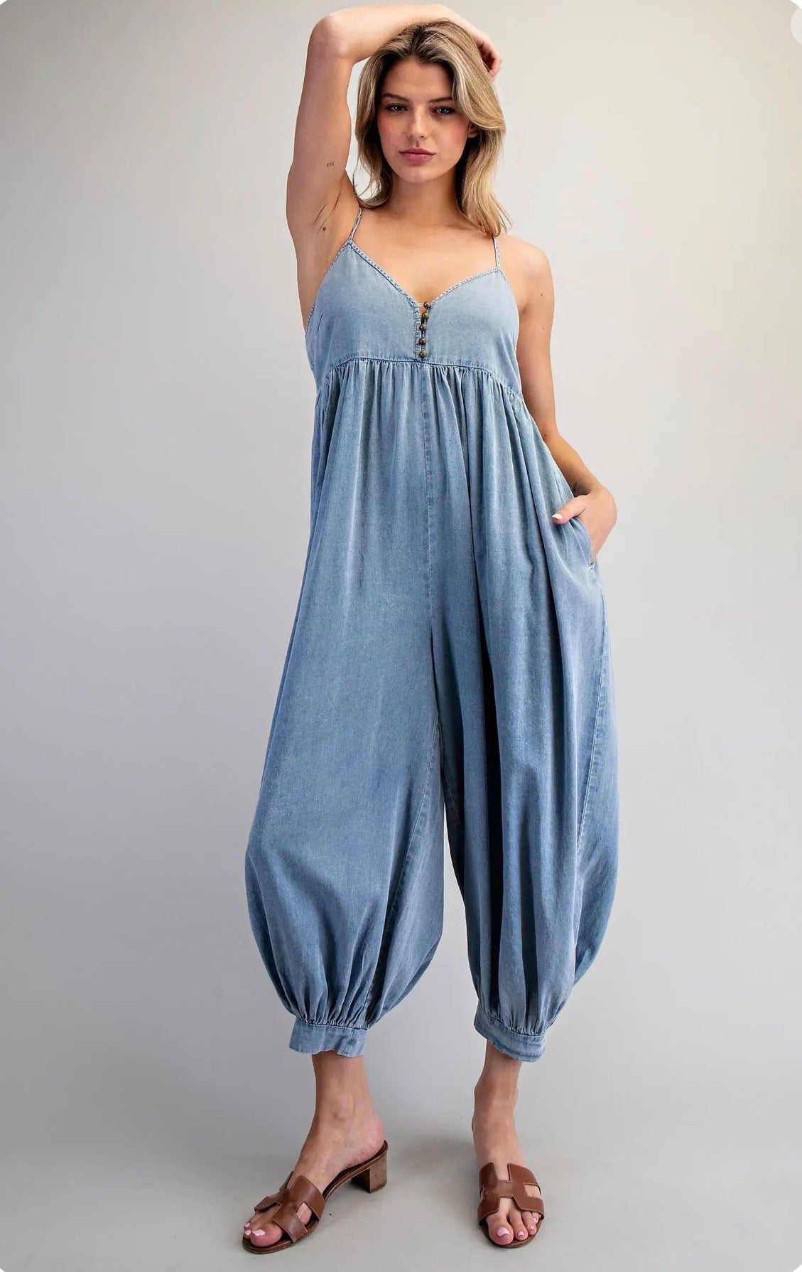 Denim Buttoned Jumpsuit