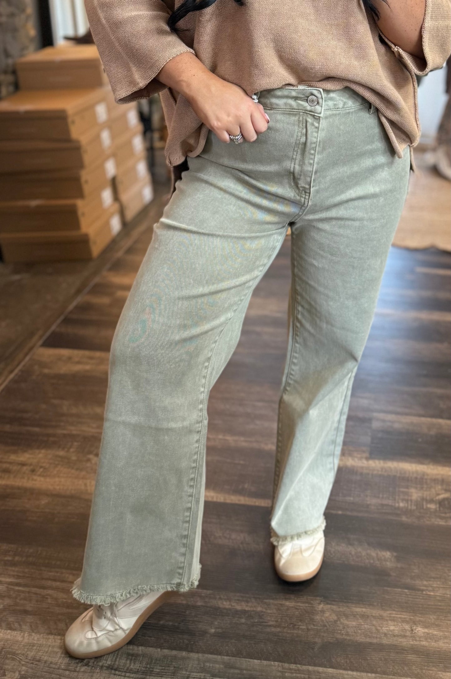 Olive Wide Leg Pants
