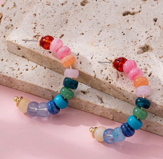 Rainbow Beaded Hood Earrings