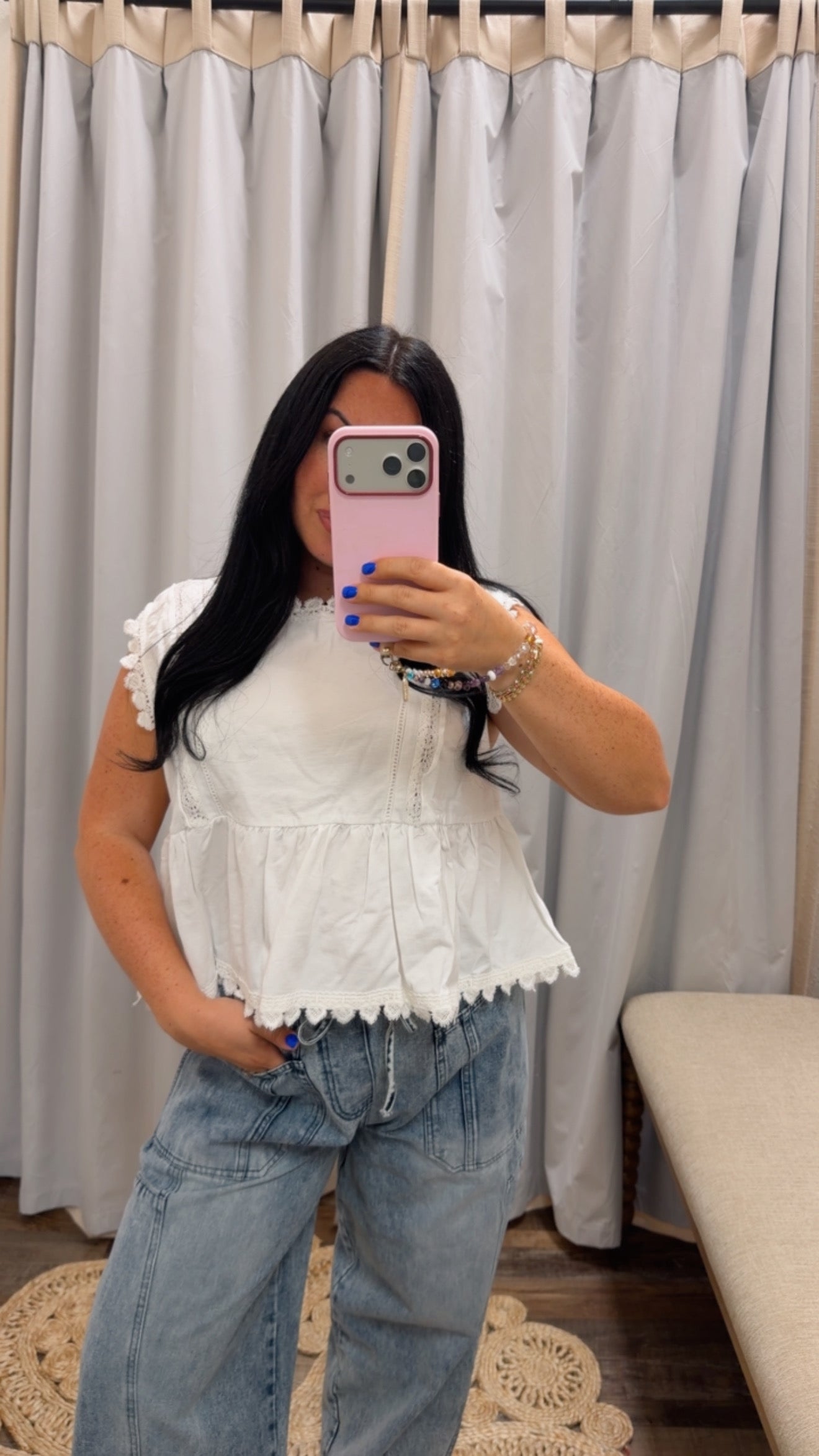 Cecily Crochet Trim Top
