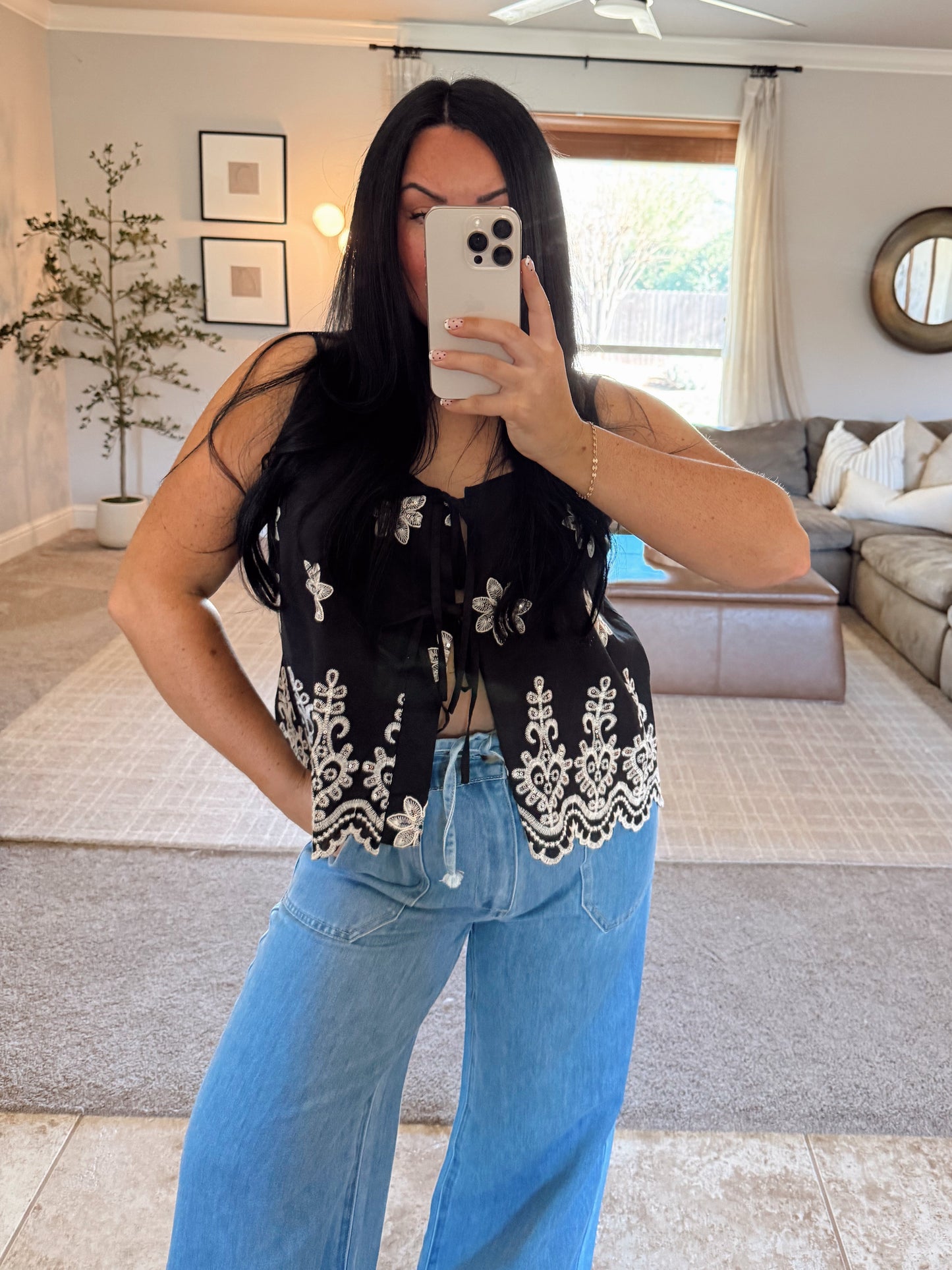 Poppy Eyelet Embroidered Top