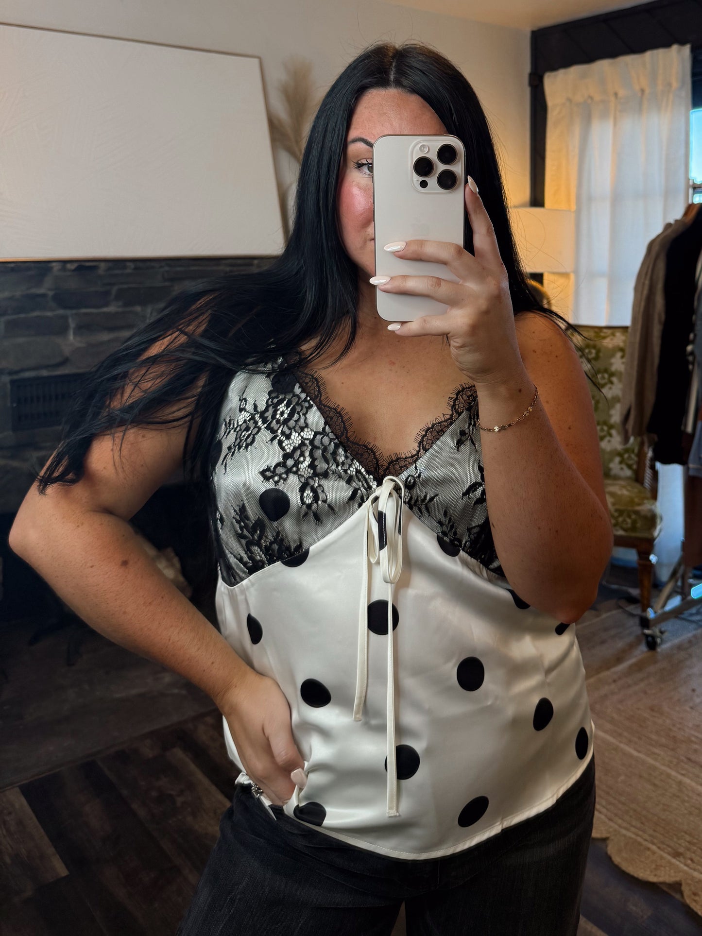 Satin Polka Dot Tank Top