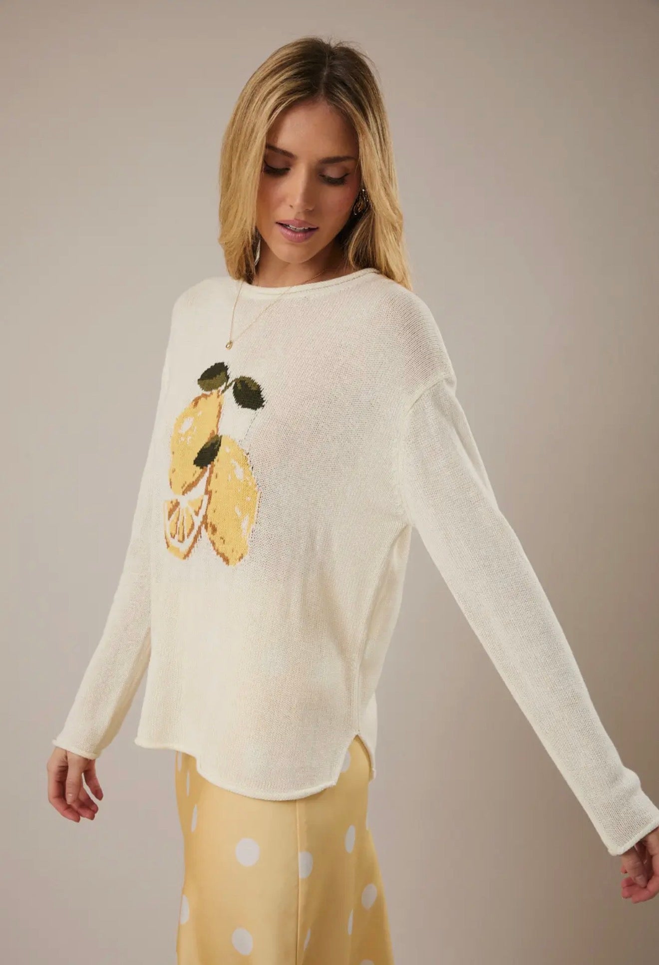 Lemon Rolled Hem Sweater