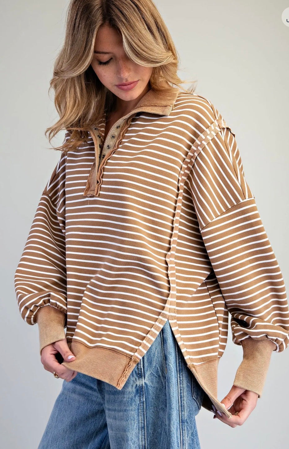 Striped Snow Washed Pullover