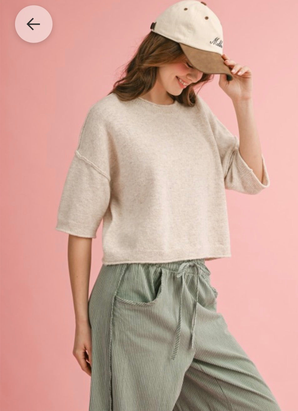 Oatmeal Short Sleeve Sweater